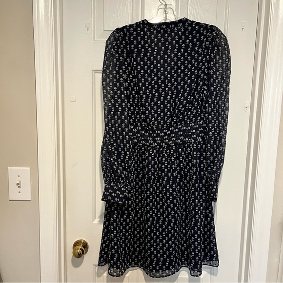 & Other Stories Micro Floral Pleated Mini Dress Navy Blue Size 6 AA - Picture 5 of 7